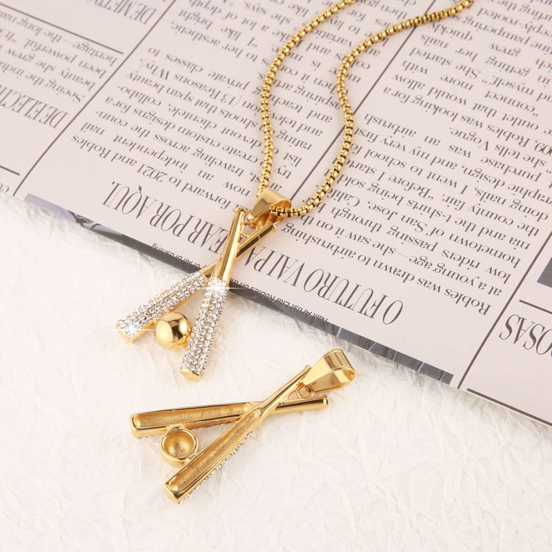 AsAlways Hip Hop Jewelry Iced Out Cross Baseball Bat Pendant Sports 18k Gold Plated Necklace for Men Women(Cross Baseball) - Image 5